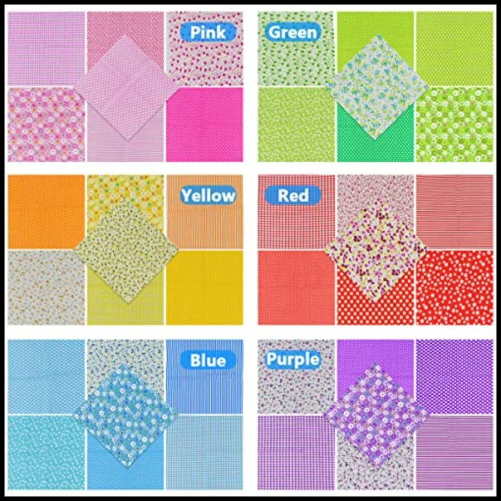 Floral Cotton Fabric Squares Pre-Cut Quilting Patchwork DIY Craft Sewing
